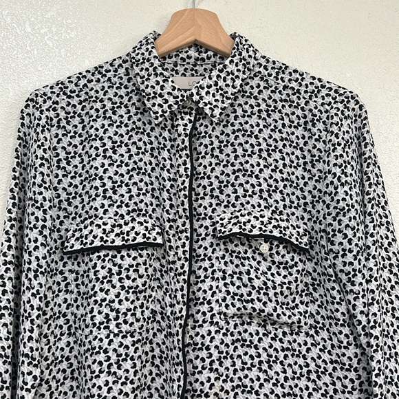 LOFT  WOMENS BUTTON DOWN BLOUSE ZEBRA PRINT LIGHTWEIGHT SZ  SMALL - Picture 3 of 12